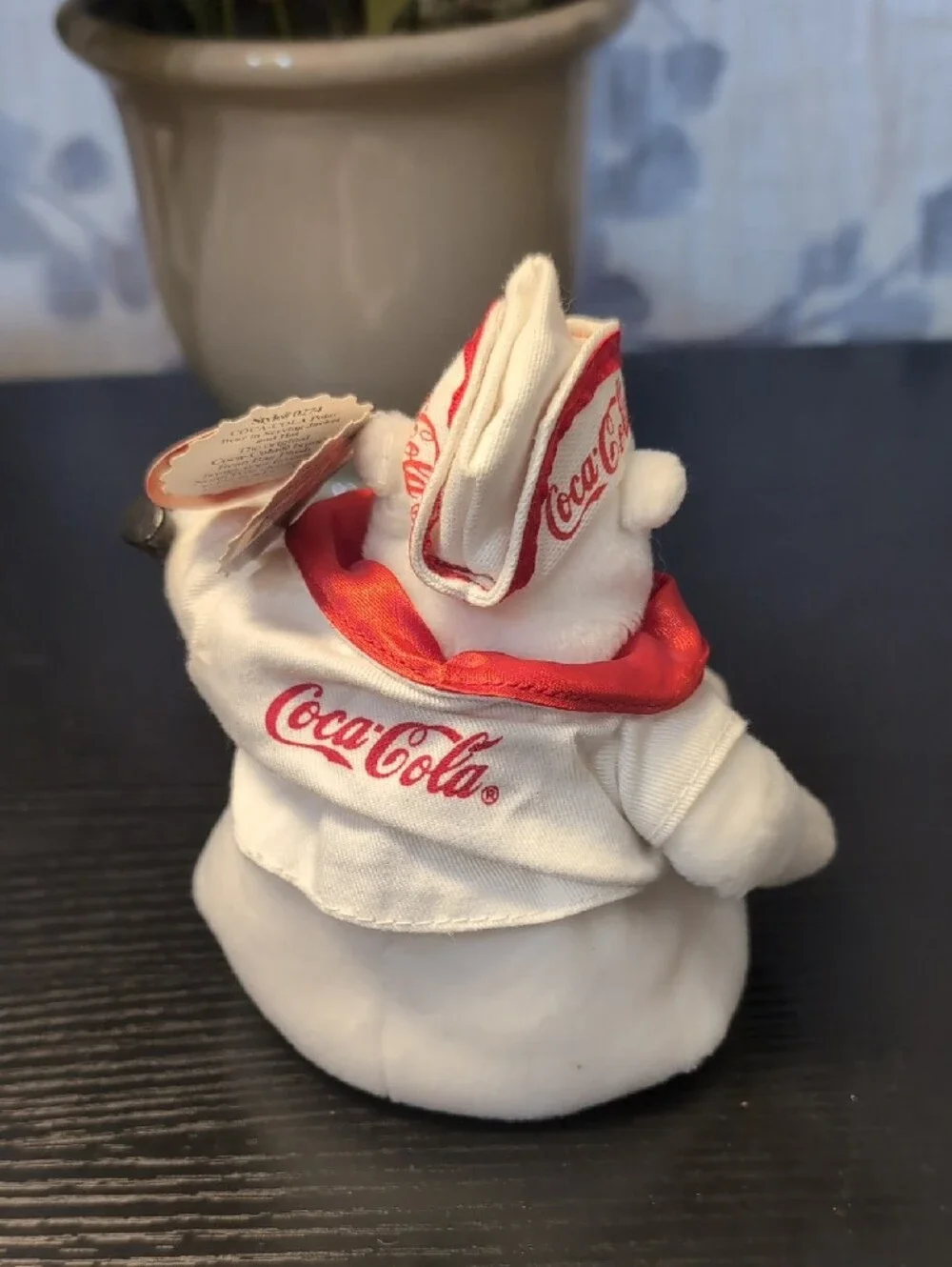 Coca Cola White Plush Polar Bear with Red Scarf and Hat